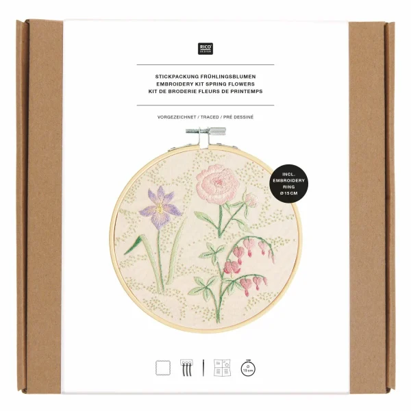 Borduurpakket vooraf getekende lentebloemen 15 cm - 51Dnspod | Smaakvolle damp – Verzendkosten vrij vanaf 40€
