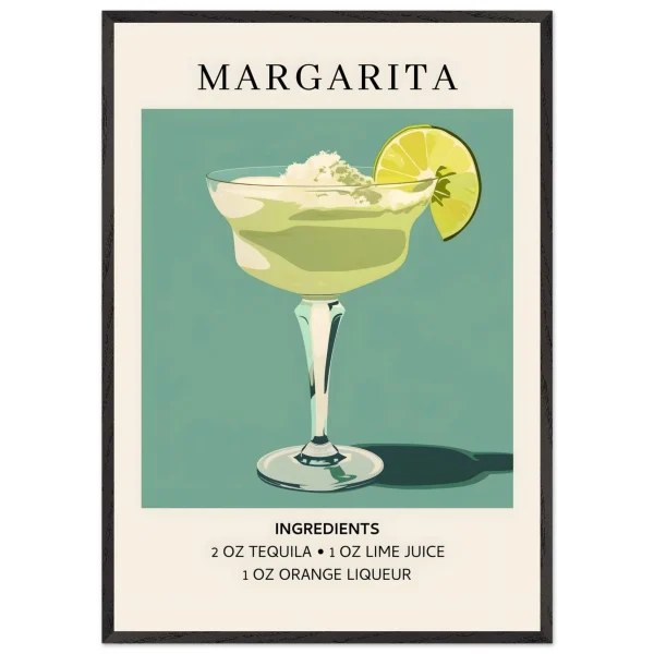 Artfulprints Poster met Lijst Margarita cocktail - Ingrediënten - 70x100 cm - Groen - 51Dnspod | Smaakvolle damp – Verzendkosten vrij vanaf 40€