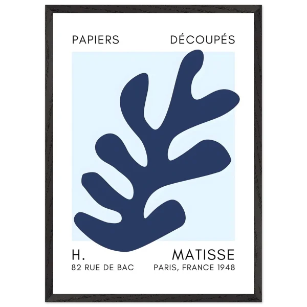 Artfulprints Poster met Lijst Matisse – Ocean petals navy blue I - 50x70 cm - Blauw - 51Dnspod | Smaakvolle damp – Verzendkosten vrij vanaf 40€