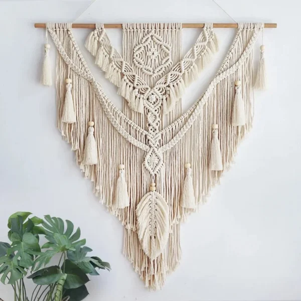 BohoWoven - scandinavisch boho macramé wandhanger | Scandinavische Boho Macramé Wandhanger 75x95cm | Handgemaakt | Wanddecoratie voor Woonkamer & Slaapkamer | Decoratief Design | Elegante