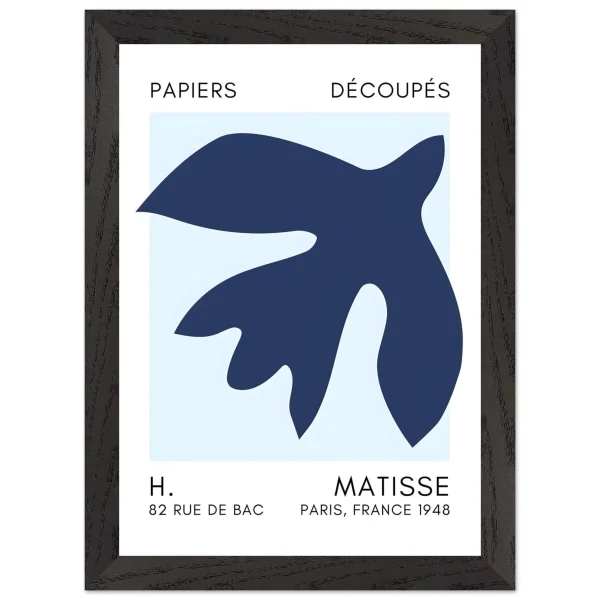 Artfulprints Poster met Lijst Matisse – Floating forms navy blue I - A4 21x29.7 cm - Blauw - 51Dnspod | Smaakvolle damp – Verzendkosten vrij vanaf 40€
