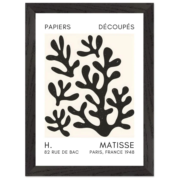 Artfulprints Poster met Lijst Matisse – Coral shadows black - A4 21x29.7 cm - Zwart - 51Dnspod | Smaakvolle damp – Verzendkosten vrij vanaf 40€