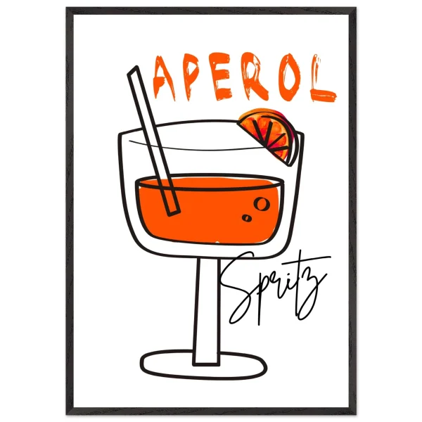 Artfulprints Poster met Lijst Aperol Spritz - Minimalistic - 70x100 cm - Oranje - 51Dnspod | Smaakvolle damp – Verzendkosten vrij vanaf 40€