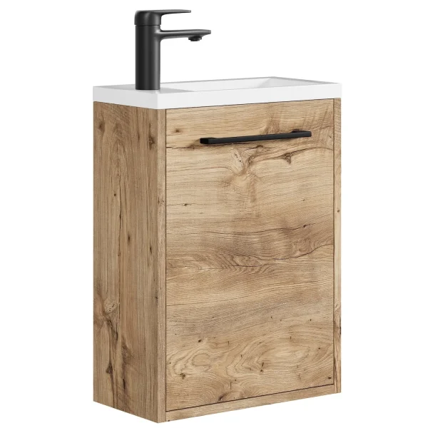 Badplaats Toiletmeubel Florence 40 x 22 cm – Kastanje eiken – Fonteinmeubel met Witte Wastafel - 51Dnspod | Smaakvolle damp – Verzendkosten vrij vanaf 40€