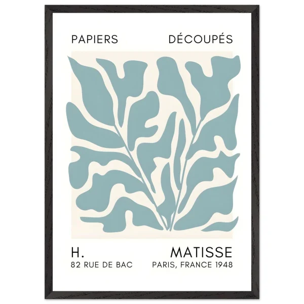 Artfulprints Poster met Lijst Matisse – Seabed shapes turquoise - 50x70 cm - Turquoise - 51Dnspod | Smaakvolle damp – Verzendkosten vrij vanaf 40€