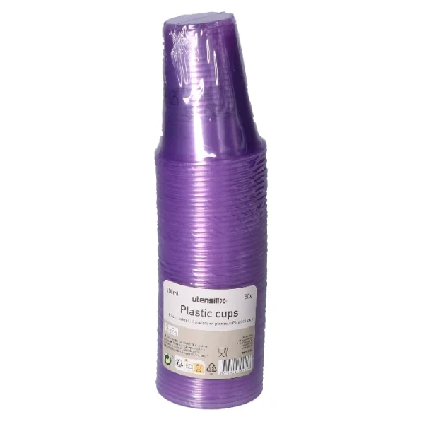 Bekers plastic paars – 50 stuks (200 ml) - 51Dnspod | Smaakvolle damp – Verzendkosten vrij vanaf 40€