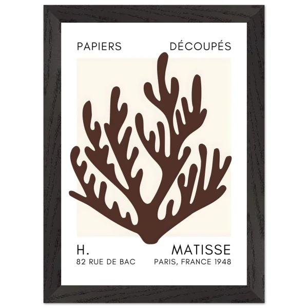 Artfulprints Poster met Lijst Matisse – Coral harmony brown - A4 21x29.7 cm - Bruin - 51Dnspod | Smaakvolle damp – Verzendkosten vrij vanaf 40€