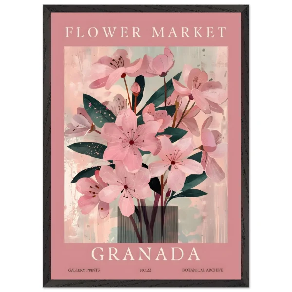 Artfulprints Poster met Lijst Flower market - Granada - 50x70 cm - Roze - 51Dnspod | Smaakvolle damp – Verzendkosten vrij vanaf 40€
