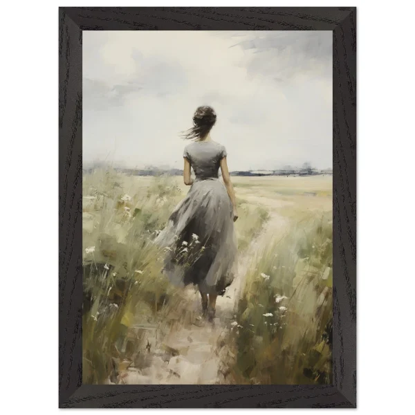 Artfulprints Poster met Lijst Woman in flowerfield - A4 21x29.7 cm - Groen - 51Dnspod | Smaakvolle damp – Verzendkosten vrij vanaf 40€