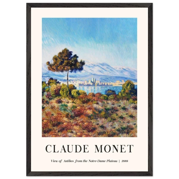 Artfulprints Poster met Lijst Claude Monet - View of Antibes, from the Notre-Dame Plateau - 50x70 cm - Blauw - 51Dnspod | Smaakvolle damp – Verzendkosten vrij vanaf 40€