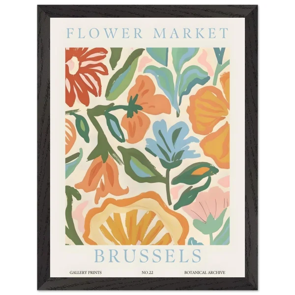 Artfulprints Poster met Lijst Flower market - Brussels - 30x40 cm - Meerkleurig - 51Dnspod | Smaakvolle damp – Verzendkosten vrij vanaf 40€