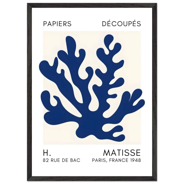Artfulprints Poster met Lijst Matisse – Saltflower shapes navy blue II - 50x70 cm - Blauw - 51Dnspod | Smaakvolle damp – Verzendkosten vrij vanaf 40€