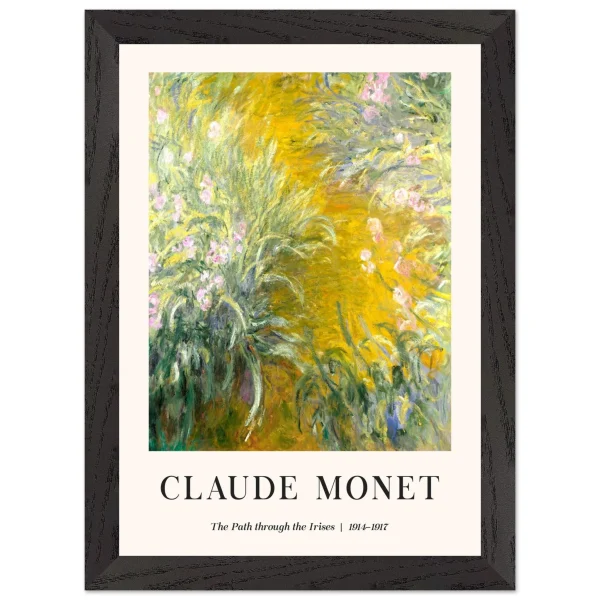 Artfulprints Poster met Lijst Claude Monet - The path through the irisis - A4 21x29.7 cm - Groen - 51Dnspod | Smaakvolle damp – Verzendkosten vrij vanaf 40€