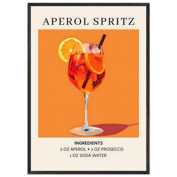 Artfulprints Poster met Lijst Aperol Spritz - Ingrediënten - 70x100 cm - Oranje - 51Dnspod | Smaakvolle damp – Verzendkosten vrij vanaf 40€
