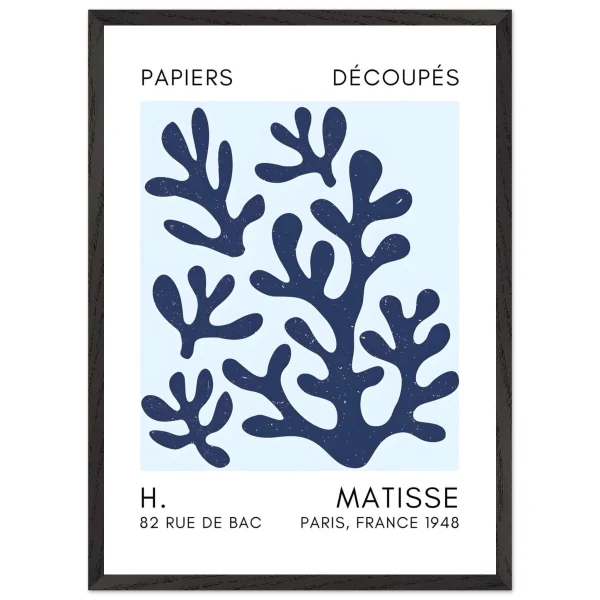 Artfulprints Poster met Lijst Matisse – Coral shadows navy blue I - 50x70 cm - Blauw - 51Dnspod | Smaakvolle damp – Verzendkosten vrij vanaf 40€