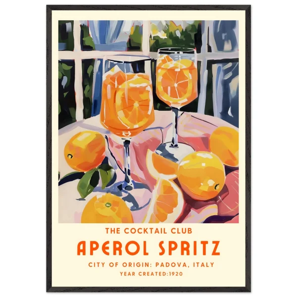 Artfulprints Poster met Lijst Aperol Spritz - The cocktail club II - 70x100 cm - Oranje - 51Dnspod | Smaakvolle damp – Verzendkosten vrij vanaf 40€