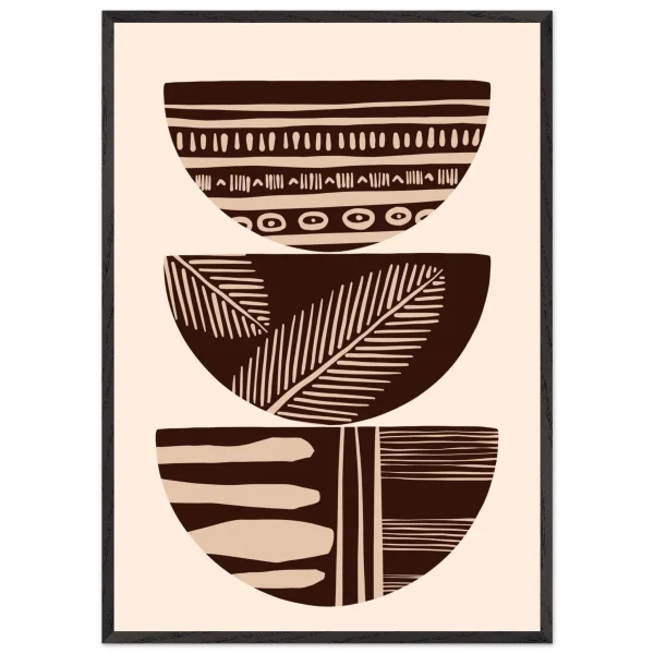 Artfulprints Poster met Lijst Boho – Patterned stack - 70x100 cm - Bruin - 51Dnspod | Smaakvolle damp – Verzendkosten vrij vanaf 40€