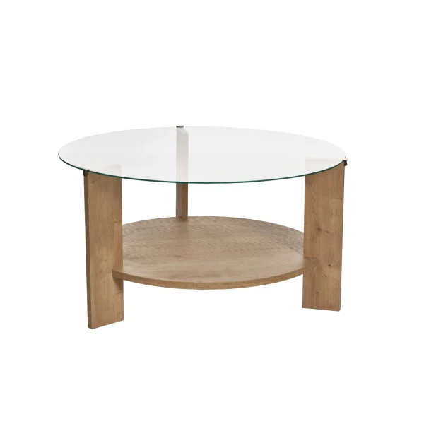 Calicosy - CLARA Salontafel met 2 bladen - Eiken - 75x75x40 cm - 51Dnspod | Smaakvolle damp – Verzendkosten vrij vanaf 40€