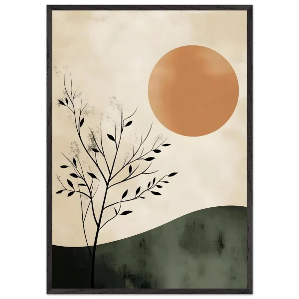 Artfulprints Poster met Lijst Boho – Sunset hill - 70x100 cm - Meerkleurig - 51Dnspod | Smaakvolle damp – Verzendkosten vrij vanaf 40€