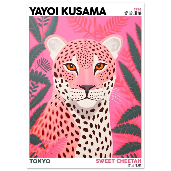 Artfulprints Poster Yayoi Kusama - Sweet cheetah - A4 21x29.7 cm - Roze - 51Dnspod | Smaakvolle damp – Verzendkosten vrij vanaf 40€