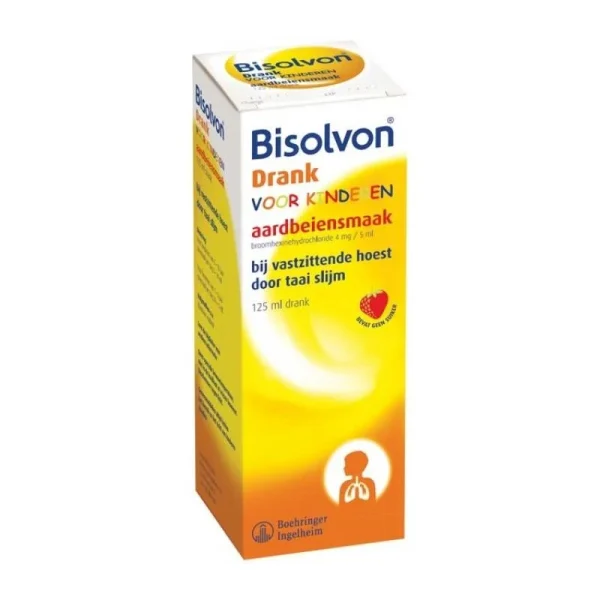Bisolvon Elixer Kind 4 Mg/5ml Aardbei - 125 Ml - 51Dnspod | Smaakvolle damp – Verzendkosten vrij vanaf 40€