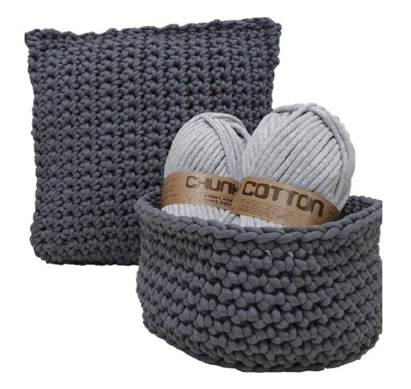 Chunky cotton mand-kussen (Haakpatroon) - 51Dnspod | Smaakvolle damp – Verzendkosten vrij vanaf 40€