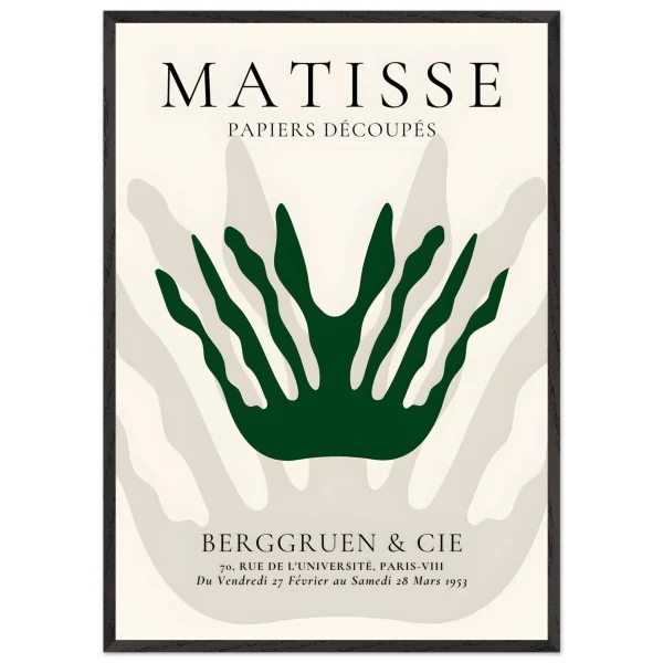 Artfulprints Poster met Lijst Matisse – Sea crown - 70x100 cm - Grijs - 51Dnspod | Smaakvolle damp – Verzendkosten vrij vanaf 40€