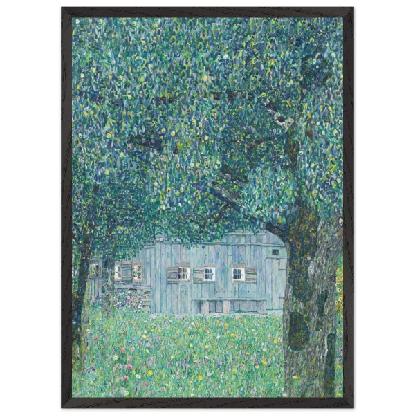 Artfulprints Poster met Lijst Gustav Klimt - Farmhouse in upper Austria - 50x70 cm - Donkergroen - 51Dnspod | Smaakvolle damp – Verzendkosten vrij vanaf 40€