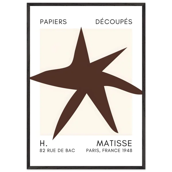 Artfulprints Poster met Lijst Matisse – Star of the sea brown - 70x100 cm - Bruin - 51Dnspod | Smaakvolle damp – Verzendkosten vrij vanaf 40€