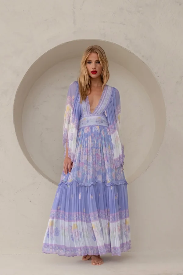 Bohemian Maxi Jurk met V Hals - 51Dnspod | Smaakvolle damp – Verzendkosten vrij vanaf 40€