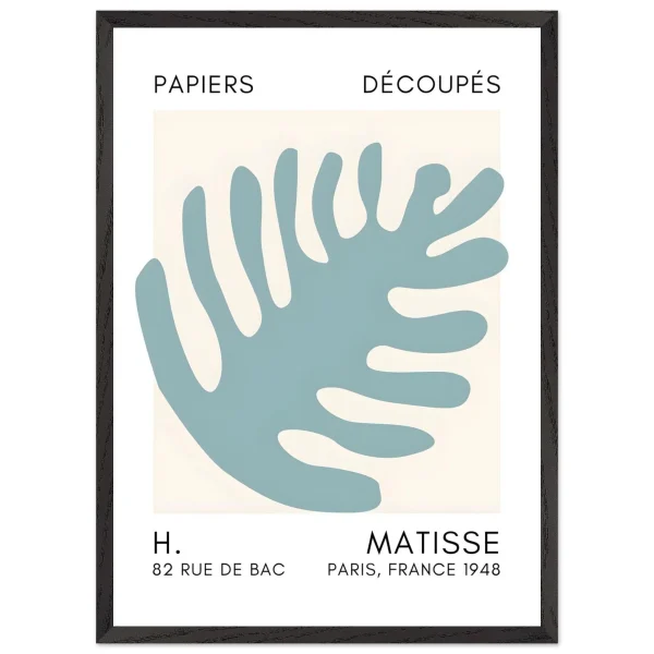 Artfulprints Poster met Lijst Matisse – Coral bloom turquoise - 50x70 cm - Turquoise - 51Dnspod | Smaakvolle damp – Verzendkosten vrij vanaf 40€