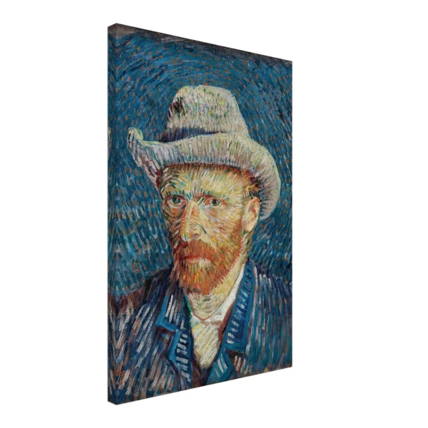 Artfulprints Canvas Vincent van Gogh – Zelfportret met grijze vilthoed canvas - 40x60 cm - Blauw - 51Dnspod | Smaakvolle damp – Verzendkosten vrij vanaf 40€