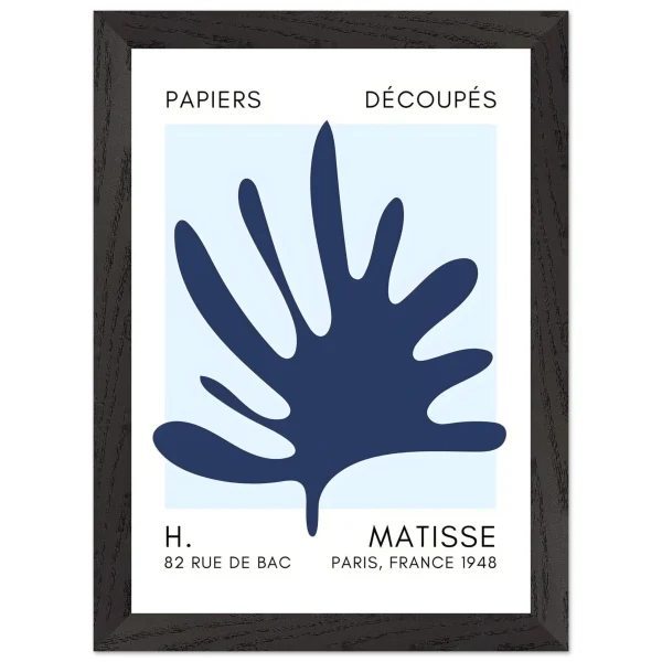 Artfulprints Poster met Lijst Matisse – Coral drift navy blue I - A4 21x29.7 cm - Blauw - 51Dnspod | Smaakvolle damp – Verzendkosten vrij vanaf 40€