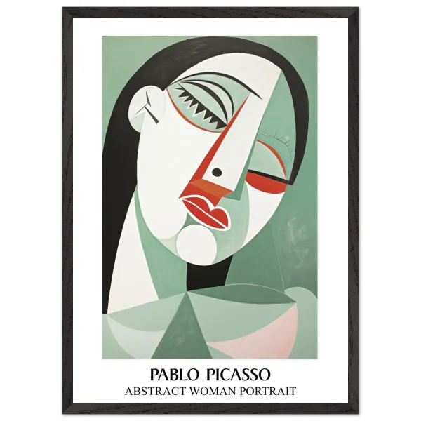 Artfulprints Poster met Lijst Pablo Picasso - Abstract woman portrait - 50x70 cm - Groen - 51Dnspod | Smaakvolle damp – Verzendkosten vrij vanaf 40€
