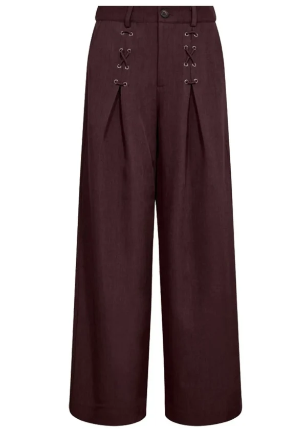Co Couture LunaCC Eyelet wide LL pants bordeaux rood - 51Dnspod | Smaakvolle damp – Verzendkosten vrij vanaf 40€