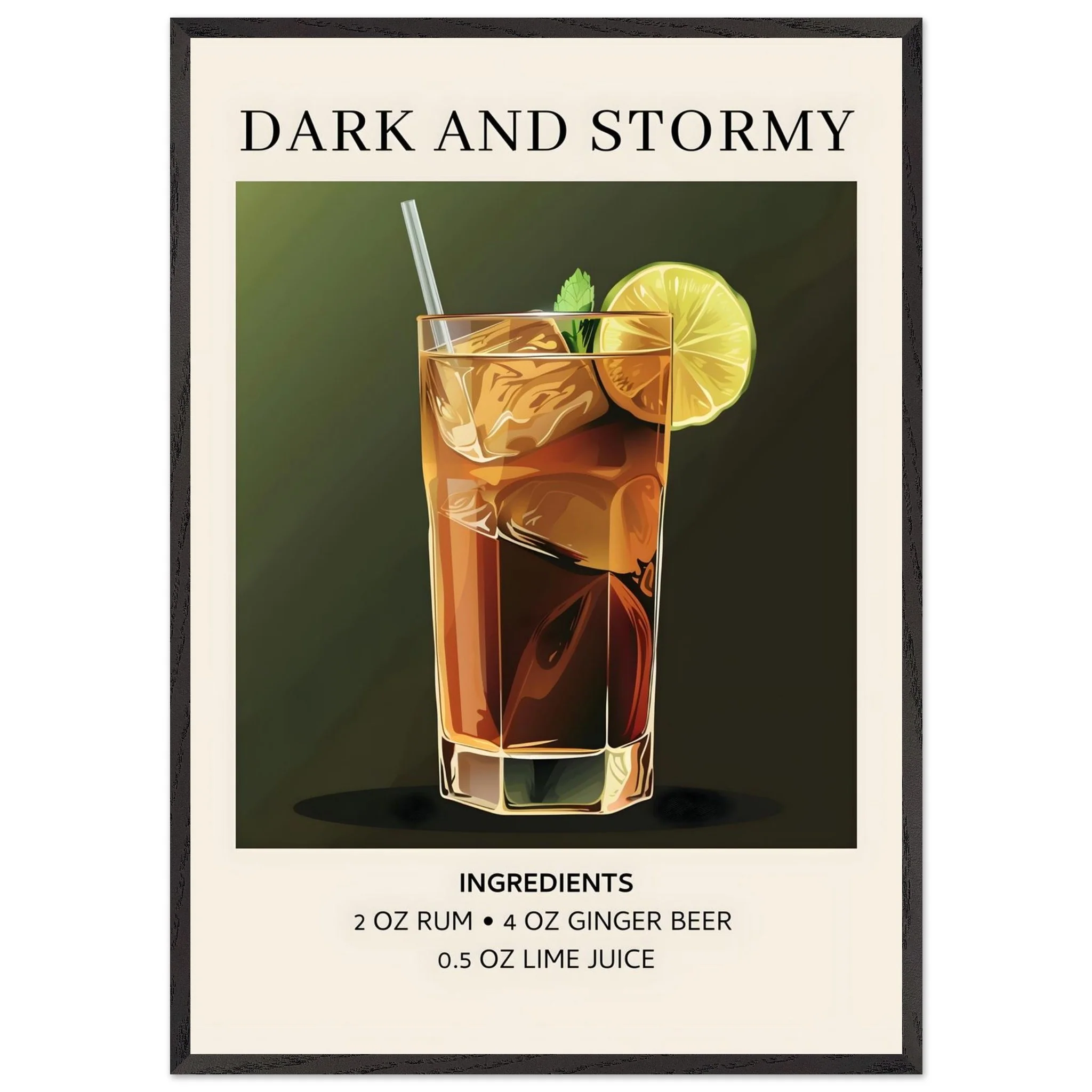 Artfulprints Poster met Lijst Dark and Stormy cocktail - Ingrediënten - 70x100 cm - Donkergroen - 51Dnspod | Smaakvolle damp – Verzendkosten vrij vanaf 40€ Artfulprints Poster met Lijst Dark and Stormy cocktail - Ingrediënten - 70x100 cm - Donkergroen - 51Dnspod | Smaakvolle damp – Verzendkosten vrij vanaf 40€