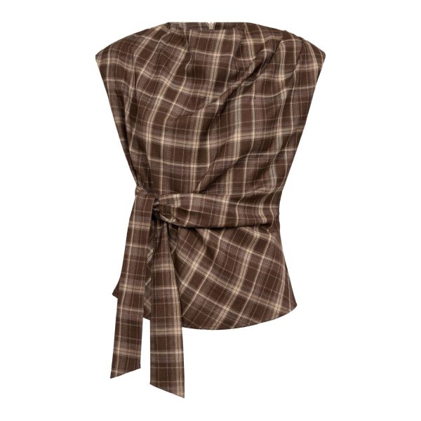 Co'couture Dagnycc Check Pleat Top Brown - 51Dnspod | Smaakvolle damp – Verzendkosten vrij vanaf 40€