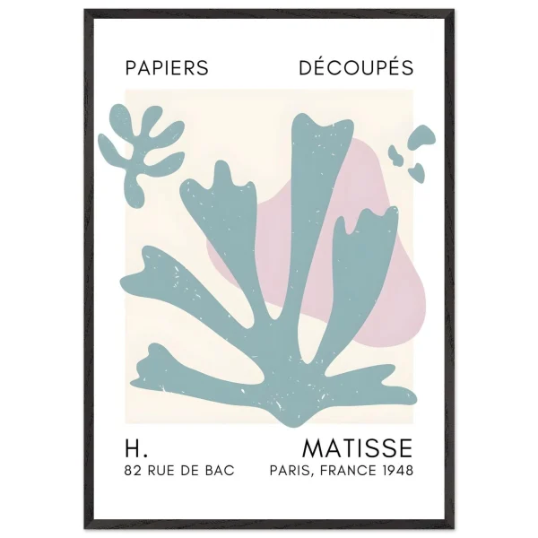 Artfulprints Poster met Lijst Matisse – Abstract bloom turquoise - 70x100 cm - Turquoise - 51Dnspod | Smaakvolle damp – Verzendkosten vrij vanaf 40€