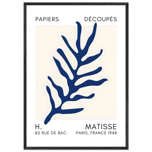 Artfulprints Poster met Lijst Matisse – Ocean flora navy blue II - 70x100 cm - Blauw - 51Dnspod | Smaakvolle damp – Verzendkosten vrij vanaf 40€