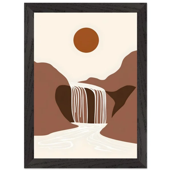 Artfulprints Poster met Lijst Boho – Warm waterfall - A4 21x29.7 cm - Bruin - 51Dnspod | Smaakvolle damp – Verzendkosten vrij vanaf 40€