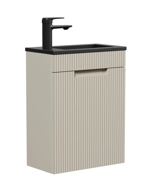 Badplaats Toiletmeubel Thermis 40 x 22 cm – Beige – Fonteinmeubel met Zwarte Wastafel - 51Dnspod | Smaakvolle damp – Verzendkosten vrij vanaf 40€