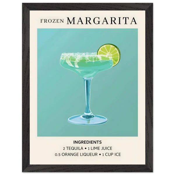 Artfulprints Poster met Lijst Frozen Margarita cocktail II - Ingrediënten - 30x40 cm - Turquoise - 51Dnspod | Smaakvolle damp – Verzendkosten vrij vanaf 40€