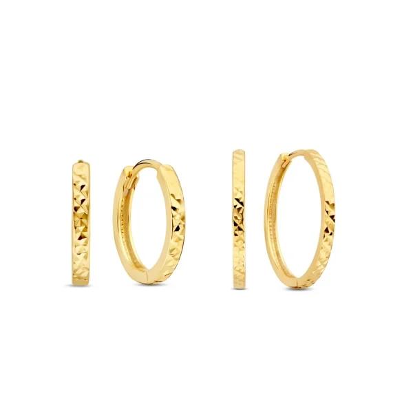 Beloro Jewels Regalo d'Amore 9 karaat gouden oorringen cadeauset met diamantgeslepen afwerking BO90042 - 51Dnspod | Smaakvolle damp – Verzendkosten vrij vanaf 40€
