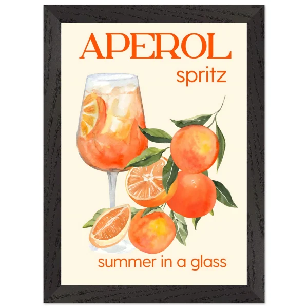 Artfulprints Poster met Lijst Aperol Spritz - Summer in a glass - A4 21x29.7 cm - Oranje - 51Dnspod | Smaakvolle damp – Verzendkosten vrij vanaf 40€
