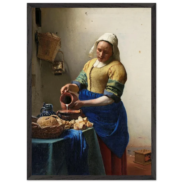 Artfulprints Poster met Lijst Johannes Vermeer - Het melkmeisje - 50x70 cm - Meerkleurig - 51Dnspod | Smaakvolle damp – Verzendkosten vrij vanaf 40€