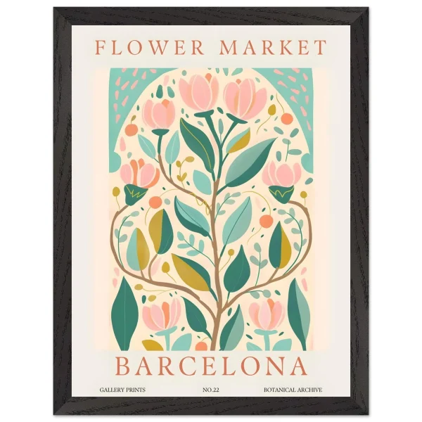 Artfulprints Poster met Lijst Flower market - Barcelona - 30x40 cm - Meerkleurig - 51Dnspod | Smaakvolle damp – Verzendkosten vrij vanaf 40€