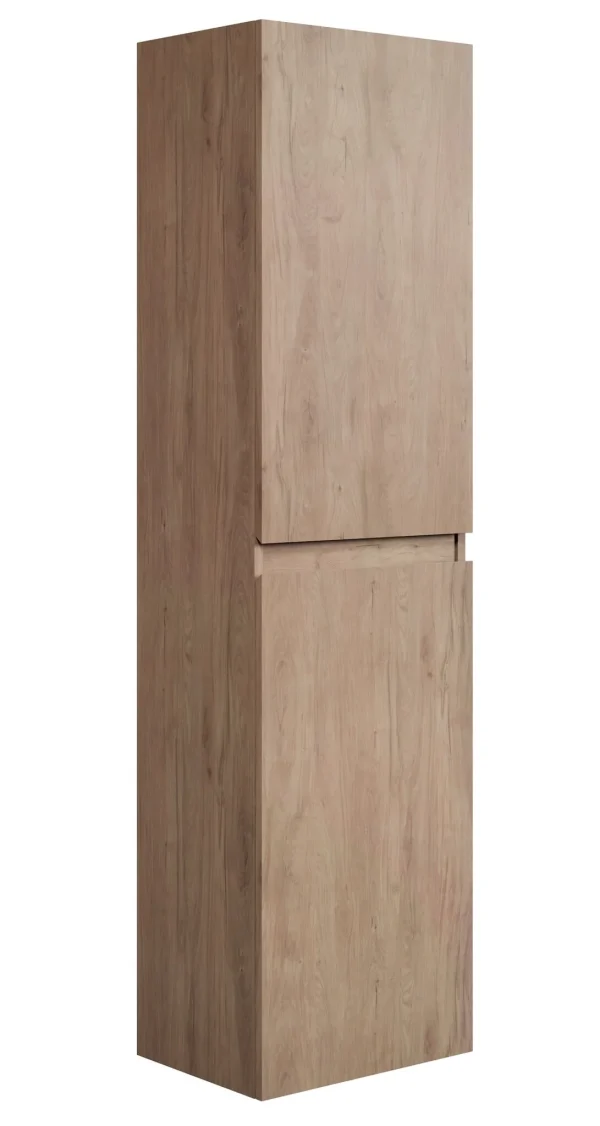 Badplaats Badkamerkast Angela 40 x 30 x 150 cm – Kastanje Eiken – Hangende Kolomkast met 2 Deuren - 51Dnspod | Smaakvolle damp – Verzendkosten vrij vanaf 40€
