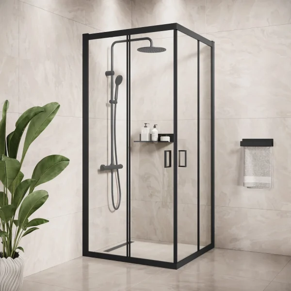 Badplaats Douchecabine Dakota 90 x 90 x 190 cm – Zwart – Douchewand met Schuifdeur - 51Dnspod | Smaakvolle damp – Verzendkosten vrij vanaf 40€