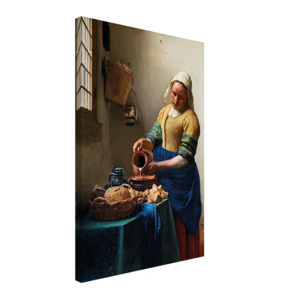 Artfulprints Canvas Johannes Vermeer – Het melkmeisje canvas - 40x60 cm - Geel - 51Dnspod | Smaakvolle damp – Verzendkosten vrij vanaf 40€