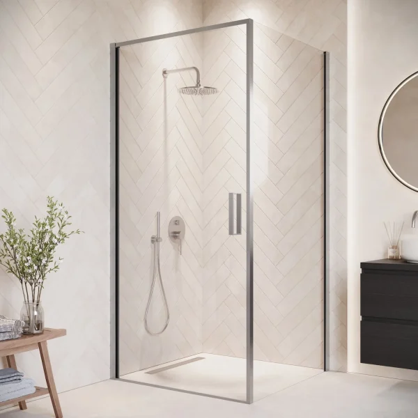 Badplaats Douchecabine Alava 100 x 100 x 190 cm – Chroom – Douchewand met Draaideur - 51Dnspod | Smaakvolle damp – Verzendkosten vrij vanaf 40€